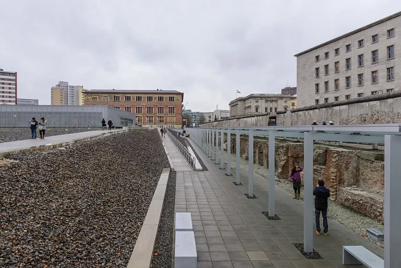 Exhibition grounds and preserved wall at the Topography of Terror